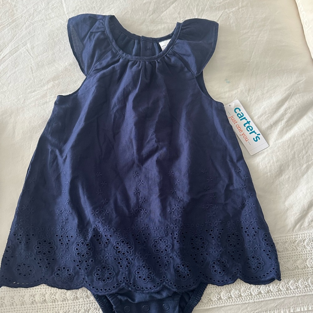 Carter's Dark Blue Eyelet Baby Dress